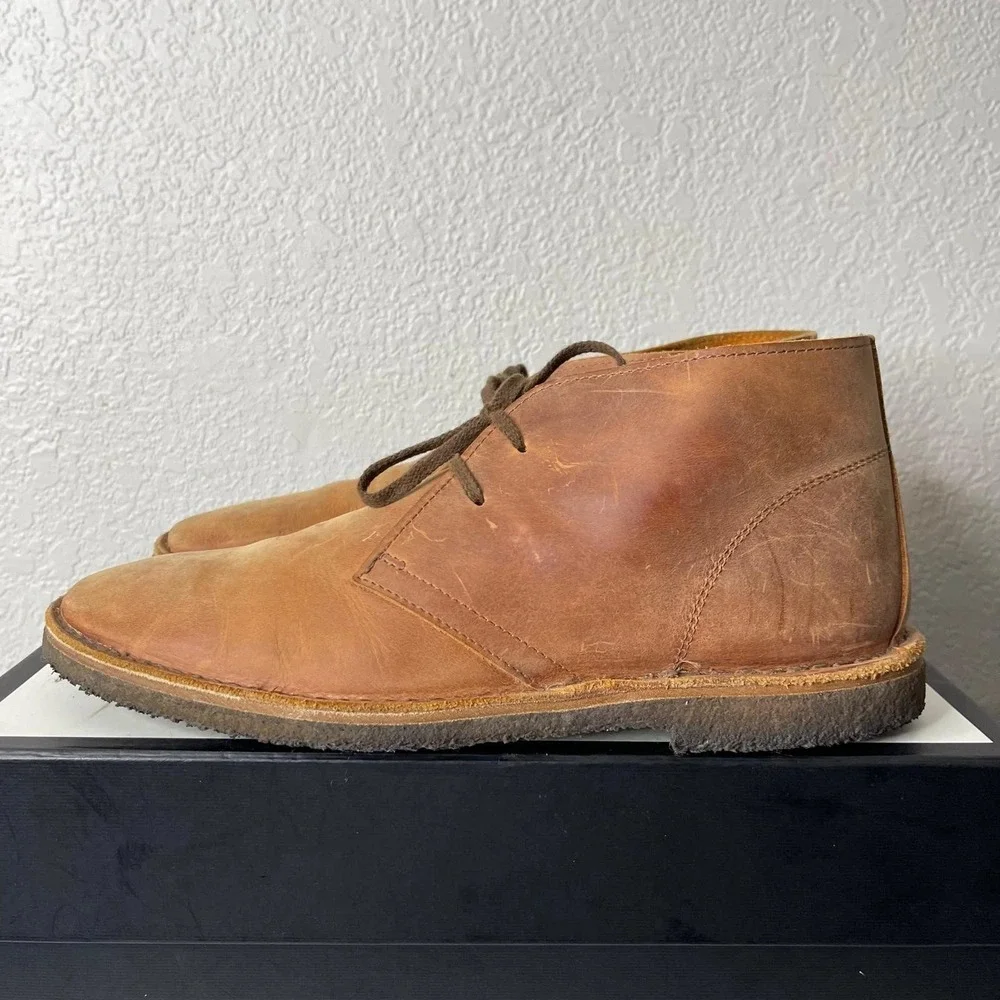 Rhodes Chukka Boots Brown Leather 2 Eyelets Lace up Men's 11 US Made In Italy